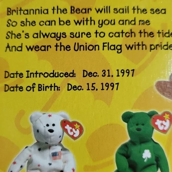 Collectible TY Bear Brittania Printed with Errors - Picture 8 of 9